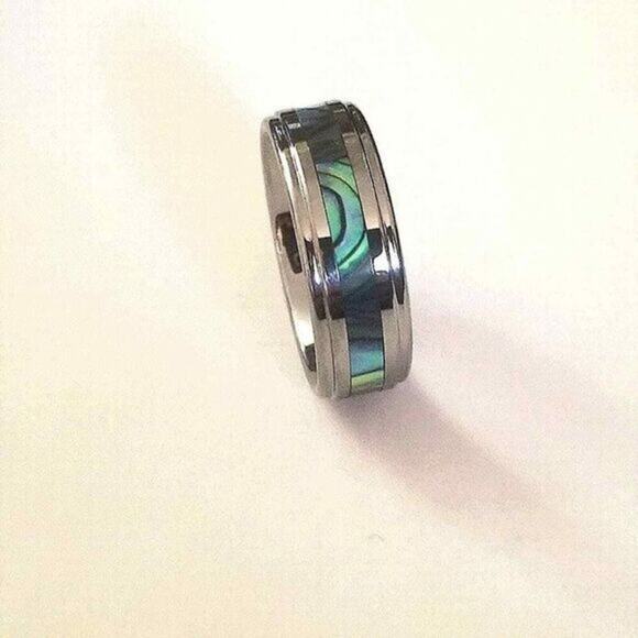 New Tungsten carbide Abalone Inlay Center Ring size 9 - Picture 5 of 7